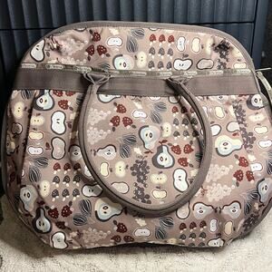 LeSportsac Fruit Motif Weekender Tote Bag Travel Expandable Pears Apples Grapes